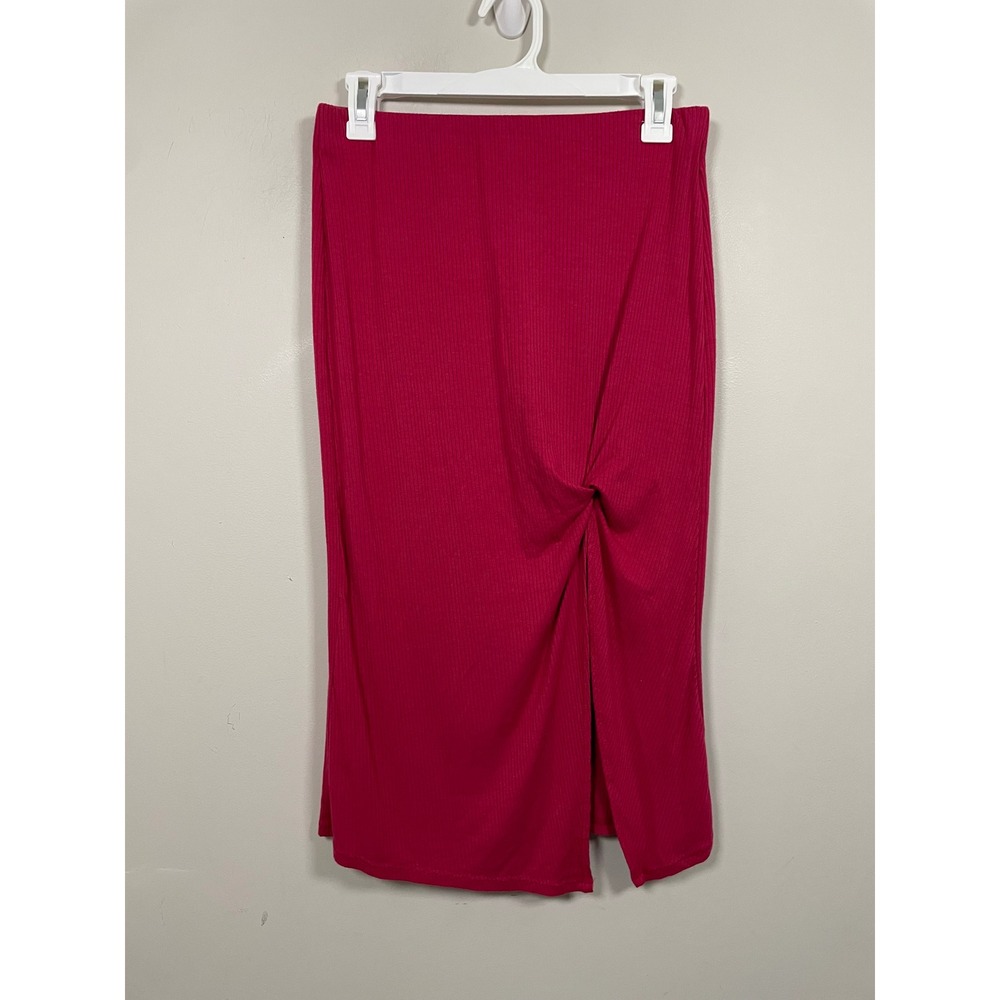 Intimately Free People Ribbed Twist Midi Skirt In Raspberry Size Medium